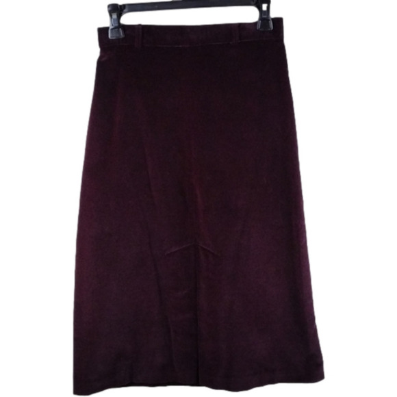 MJ Concepts In Sportswear Vintage Burgundy Velvet Zip Back Straight Midi Skirt - Picture 1 of 13